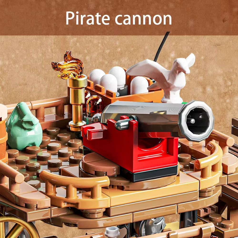 Technical Pirate Ship Building Block Toys, Pirate Wharf Themed City Store Building Bricks Sets 868 Pieces