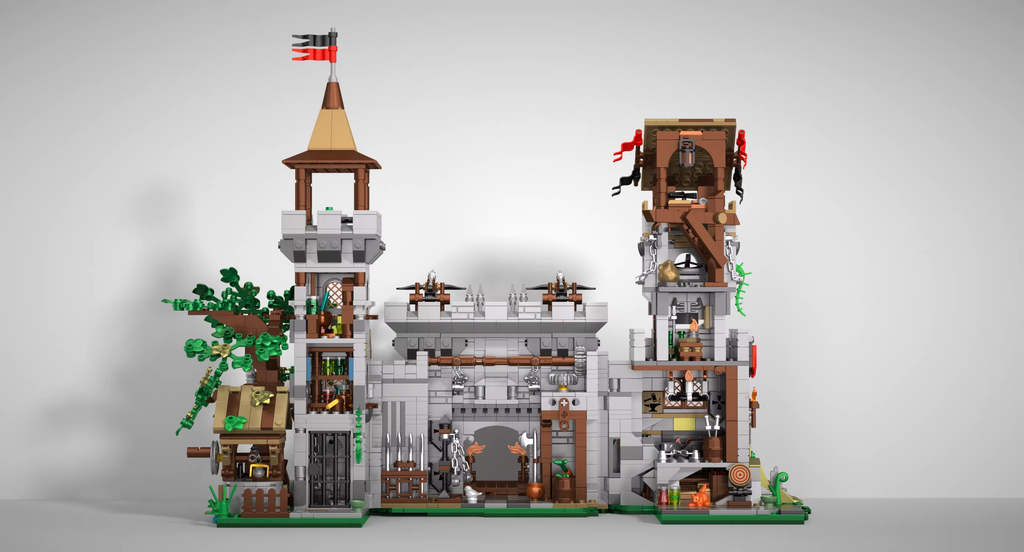 Friene 2568PCS Medieval Knight's Fortress Building Blocks Street View MOC Bricks Model Toys Sets Assembly Ornament Ideal Holiday Gifts