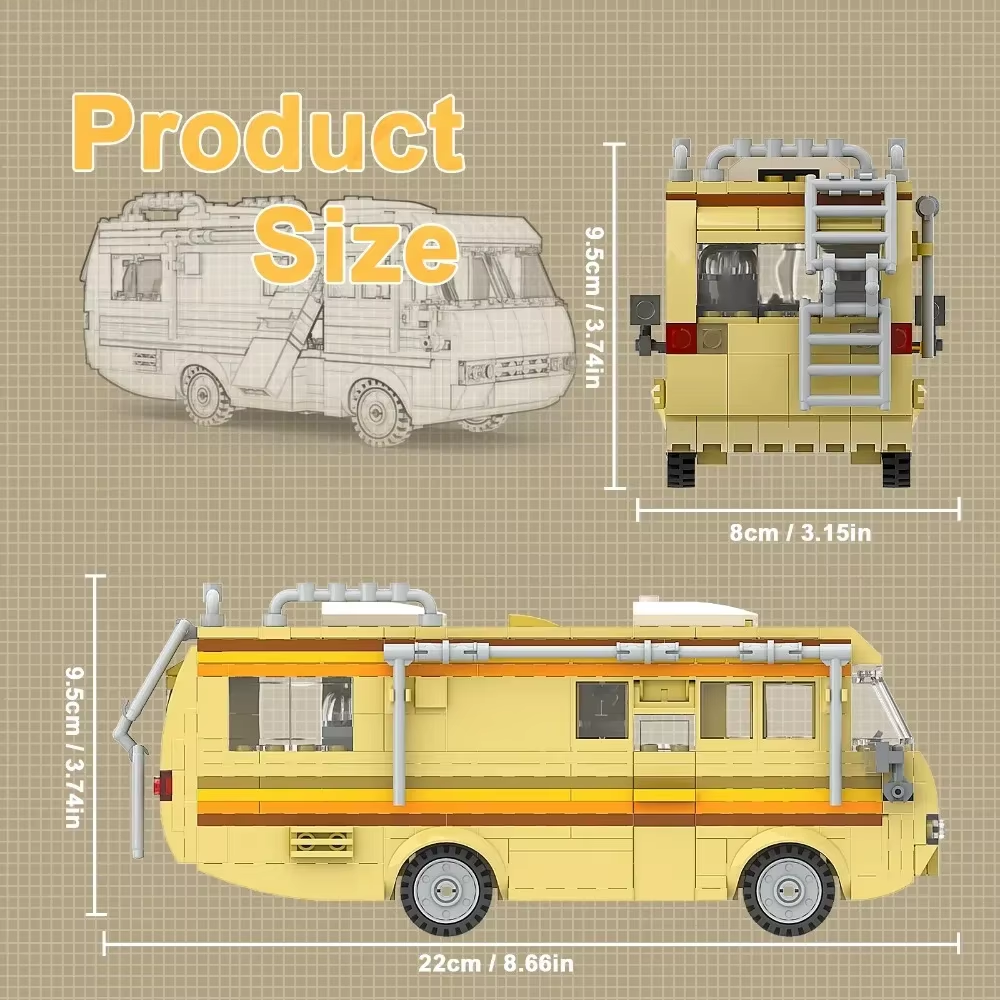 Technical 360Pcs Movie MOC Breaking Bad RV Bus Car Model Building Blocks Edacational Brick Toys for Children Birthday Gift
