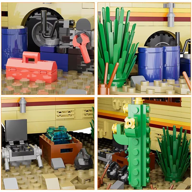 Technical Breaking Bad RV Adventure Camper Bus Car Model Building Blocks Fit Car Vehicle Assemble Bricks Toys For Avid Fans