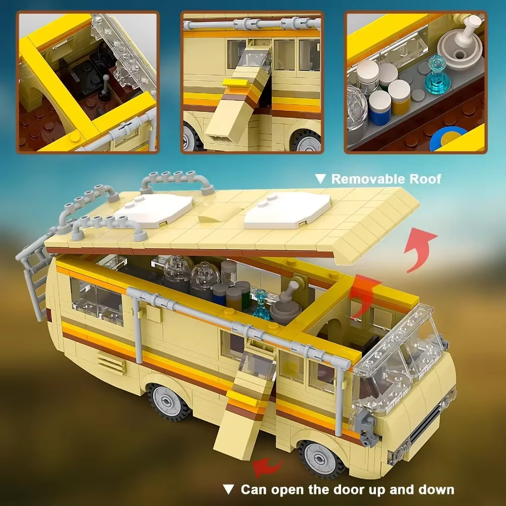 Technical 360Pcs Movie MOC Breaking Bad RV Bus Car Model Building Blocks Edacational Brick Toys for Children Birthday Gift
