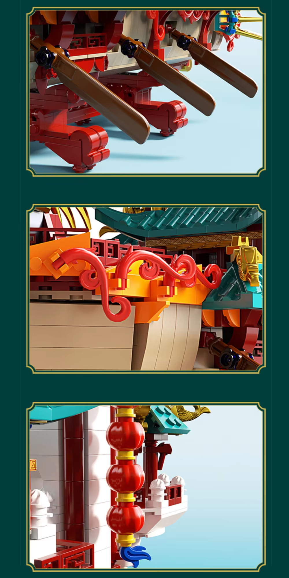 Friene KAVOWORLD 2453PCS Chinese Dragon Boat Building Bricks Model Traditional Architecture STEM Toy Ideal Gift for Office Home Decor
