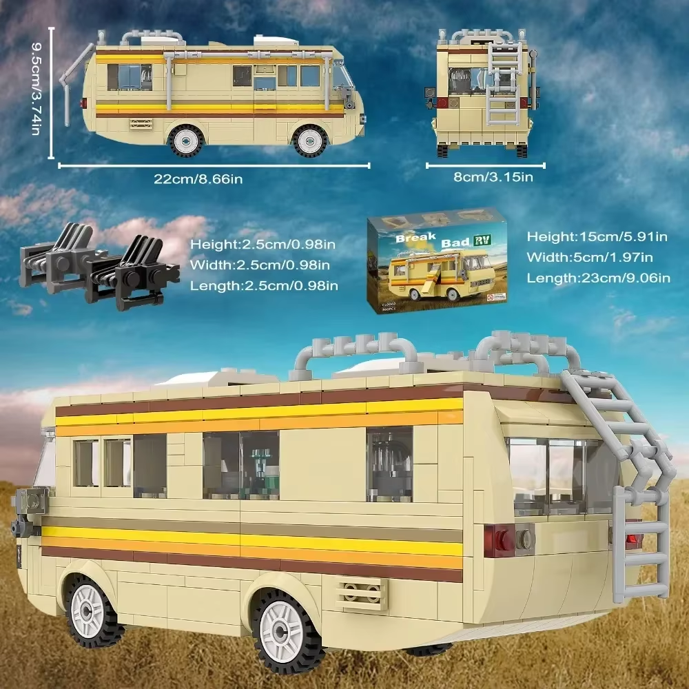 Technical 360Pcs Movie MOC Breaking Bad RV Bus Car Model Building Blocks Edacational Brick Toys for Children Birthday Gift