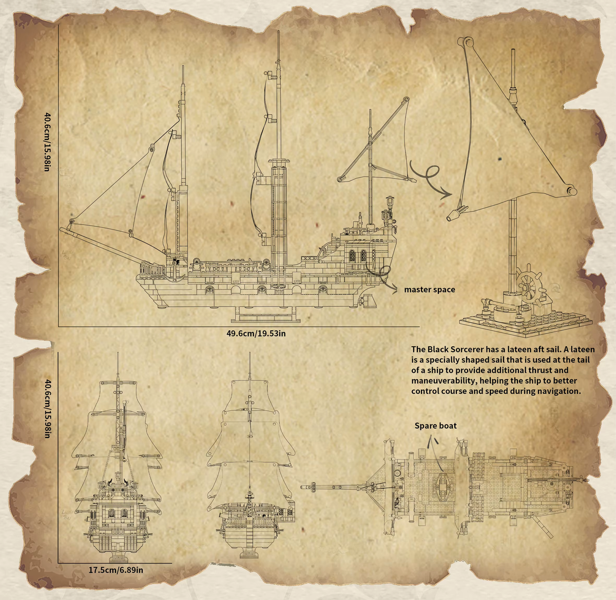 Technical 1424PCS Black Pirate Ship Building Blocks Skeleton Ghost Boat Model Assembly Bricks Toys Desktop Decoration Adult Holiday Gifts