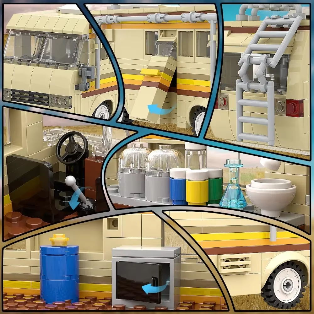 Technical 360Pcs Movie MOC Breaking Bad RV Bus Car Model Building Blocks Edacational Brick Toys for Children Birthday Gift