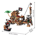 Technical Pirate Ship Building Block Toys, Pirate Wharf Themed City Store Building Bricks Sets 868 Pieces